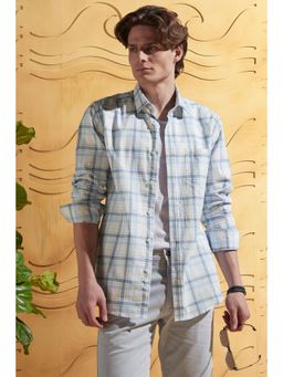 Peter England - Men Blue Cotton Full Sleeves Shirt