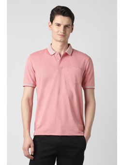 Peter England - Men Pink Cotton Blend Half Sleeves Polo T-Shirt
