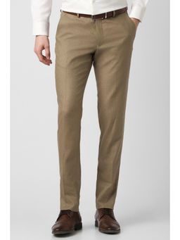 Peter England - Men Brown Linen Trousers