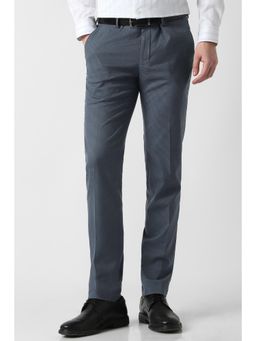 Peter England - Men Blue Polyester Blend Trousers