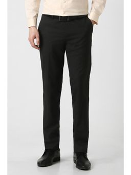Peter England - Men Black Polyester Blend Trousers