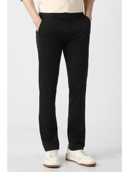 Peter England - Men Black Rayon Blend Trousers