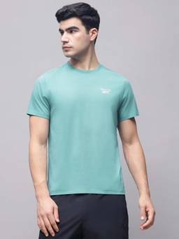 Reebok - Men Blue Cotton Blend Half Sleeves T-Shirt