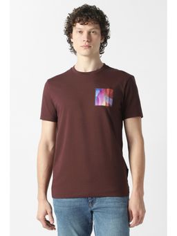 Van Heusen - Men Maroon Cotton Blend Half Sleeves T-Shirt
