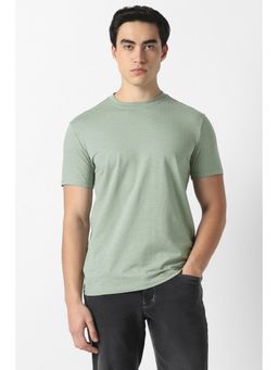 Van Heusen - Men Green Cotton Blend Half Sleeves T-Shirt