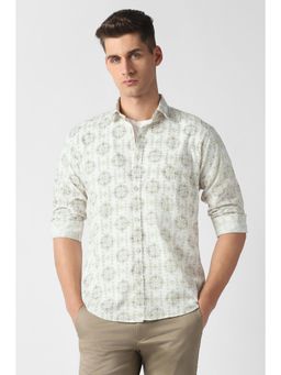 Van Heusen - Men White Cotton Full Sleeves Shirt