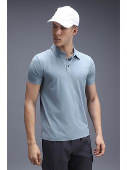 Van Heusen - Men Blue Nylon Blended Half Sleeves Polo T-Shirt