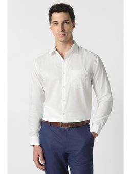 Van Heusen - Men White Cotton Full Sleeves Shirt