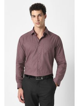 Van Heusen - Men Maroon Cotton Full Sleeves Shirt