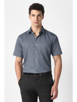 Van Heusen - Men Grey Cotton Half Sleeves Shirt