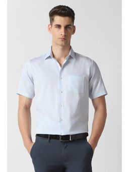 Van Heusen - Men Blue Cotton Half Sleeves Shirt