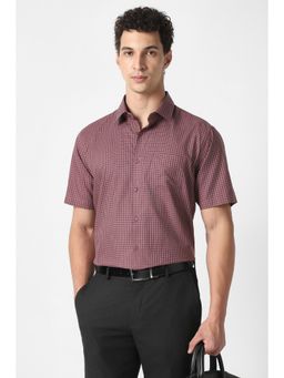 Van Heusen - Men Maroon Cotton Half Sleeves Shirt