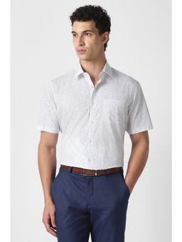 Van Heusen - Men White Cotton Half Sleeves Shirt
