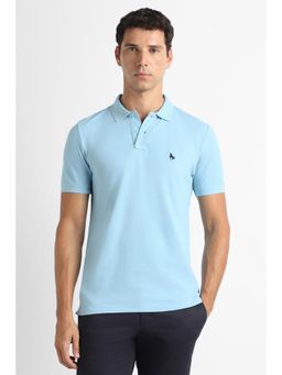 Van Heusen - Men Blue Cotton Half Sleeves Polo T-Shirt