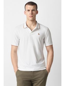 Van Heusen - Men White Cotton Half Sleeves Polo T-Shirt