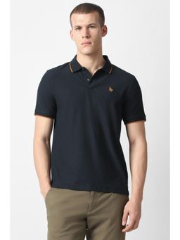 Van Heusen - Men Black Cotton Half Sleeves Polo T-Shirt