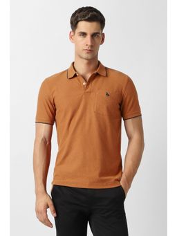 Van Heusen - Men Rust Cotton Half Sleeves Polo T-Shirt