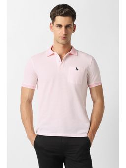 Van Heusen - Men Pink Cotton Blend Half Sleeves Polo T-Shirt