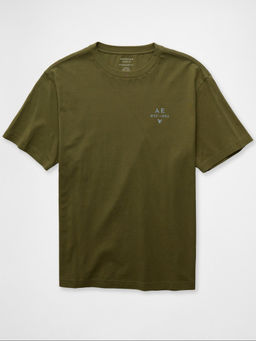 American Eagle - Men Olive Cotton Half Sleeves T-Shirt