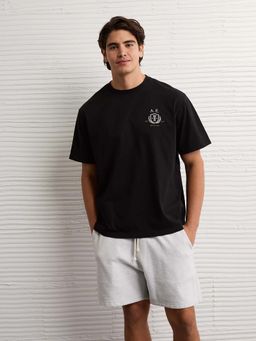 American Eagle - Men Black Cotton Half Sleeves T-Shirt