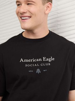 American Eagle - Men Black Cotton Half Sleeves T-Shirt