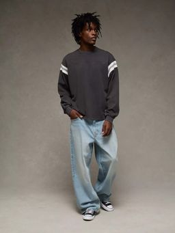 American Eagle - Men Grey Cotton Full Sleeves T-Shirt