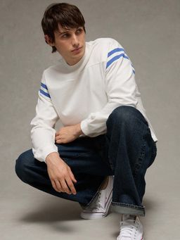 American Eagle - Men White Cotton Full Sleeves T-Shirt