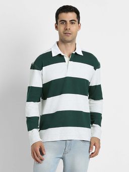 American Eagle - Men White Cotton Full Sleeves Polo T-Shirt