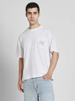 American Eagle - Men White Cotton Half Sleeves T-Shirt