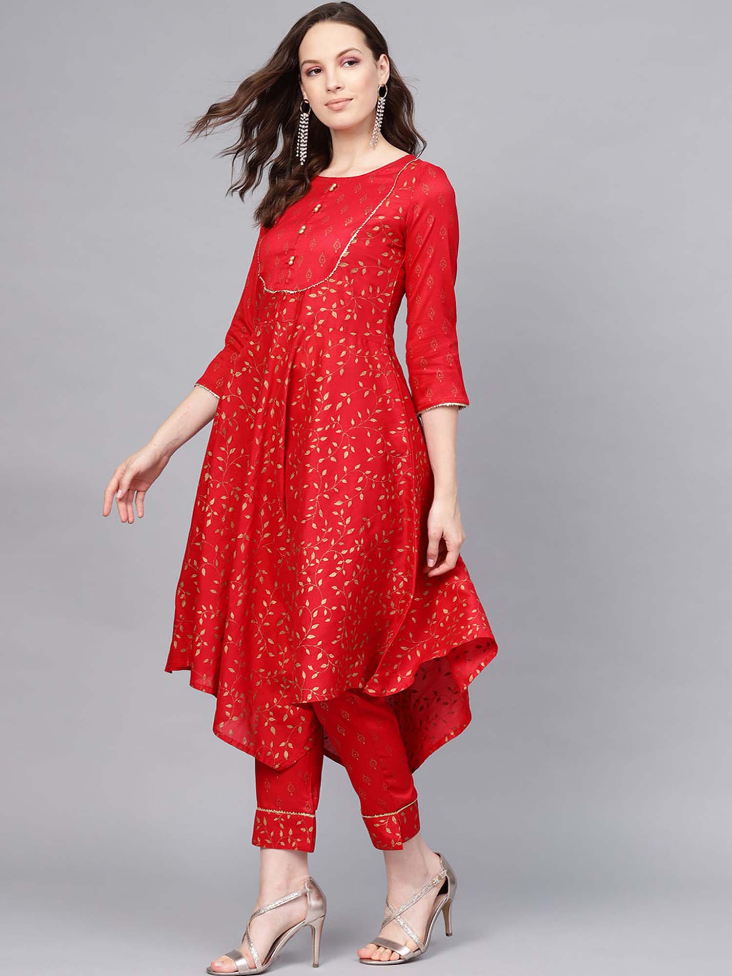 Buy Jaipur Kurti Red Ethnic Motifs A 