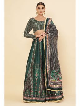 Ravi Rajoria - Women Multi-Color Floral Printed Lehenga with Choli and Dupatta (Set of 3)