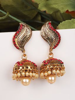 Anika's Creations - Traditional Partywear Red Jhumki Earrings