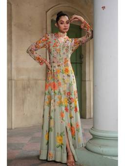 PRATAPSONS HERITAGE - Pastel Green Floral Embroidered Anarkali