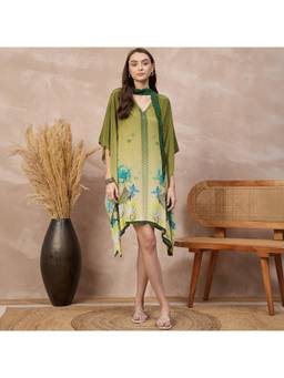 First Resort by Ramola Bachchan - Green Marine Printed Kaftan Tunic