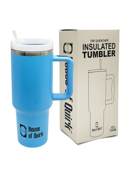 House of Quirk - Aqua 1.2 Litre Stainless Steel Double Vacuum Insulated Tumbler with Lid and Straw
