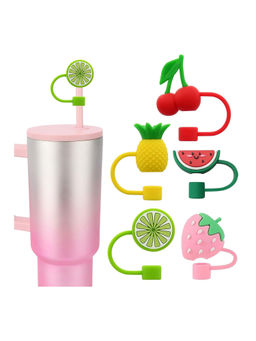 House of Quirk - Tumbler Silicone Straw Covers Cap Dust Proof Drinking Straw Caps Multi (Set of 5)