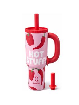 House of Quirk - 1200Ml Insulated Tumbler With Handle Straw & Straw Cap Hot & Cold Water Bottle Staff