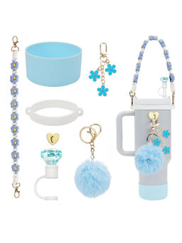 House of Quirk - Handle Strap Silicone Cup Boot Silicone Straw Cover Charms Tumbler Not Included Blue