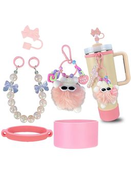 House of Quirk - Handle Strap Silicone Cup Boot Silicone Straw Cover Charms Tumbler Not Included Pink