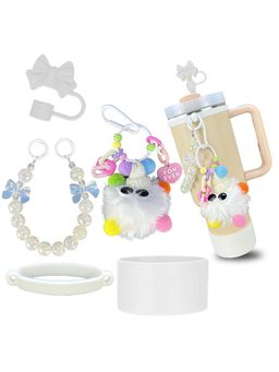 House of Quirk - Handle Strap Silicone Cup Boot Silicone Straw Cover Charms Tumbler Not Included White