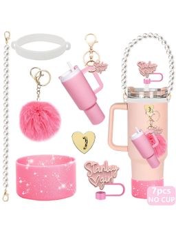 House of Quirk - Water Bottle Handle Strap Silicone Cup Boot Silicone Straw Cover Tumbler Charms- Pink