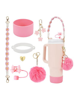 House of Quirk - Handle Strap Silicone Cup Boot Silicone Straw Cover Charms Tumbler Not Included Pink