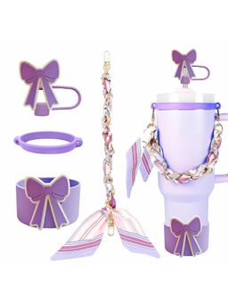 House of Quirk - Water Bottle Handle Strap Cup Boot Silicone Straw Cover Tumbler Charms- Purple
