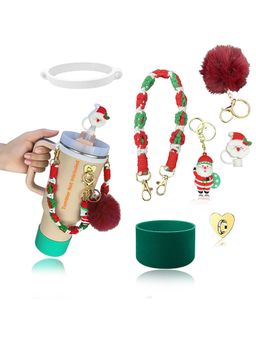 House of Quirk - Handle Strap Cup Boot Silicone Straw Cover Charms Tumbler Not Included Red/White