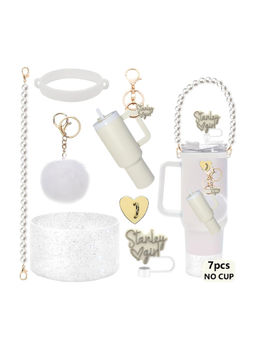 House of Quirk - Water Bottle Handle Strap Cup Boot Silicone Straw Cover Tumbler Charms- White