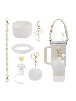 House of Quirk - Handle Strap Silicone Cup Boot Silicone Straw Cover Charms Tumbler Not Included White