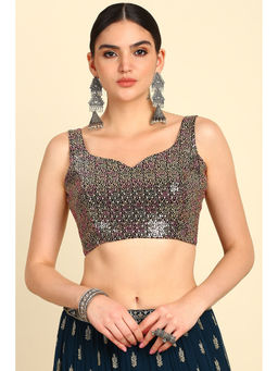 Soch - Women's Black Georgette Blouse with Sequins Work