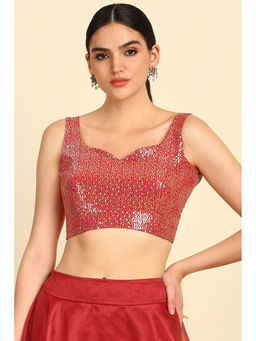 Soch - Women's Red Georgette Blouse with Sequins Work
