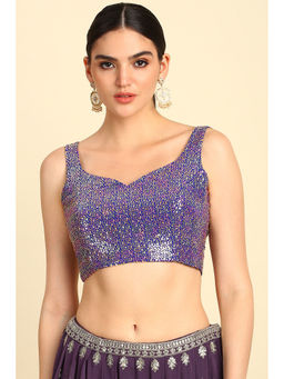 Soch - Women's Indigo Georgette Blouse with Sequins Work