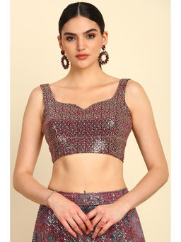 Soch - Women's Wine Georgette Blouse with Sequins Work